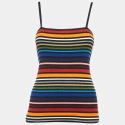 Pre Owned Dolce & Gabbana Multicolor Striped Rib Knit Strappy Top S