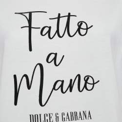 Pre Owned Dolce & Gabbana White Fatto a Mano Print Jersey T-Shirt M