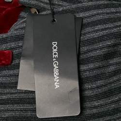 Dolce & Gabbana Grey Striped Wool and Velvet Trim Trousers XL
