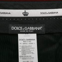 Dolce & Gabbana Grey Striped Wool and Velvet Trim Trousers XL