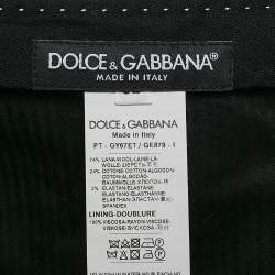 Dolce & Gabbana Grey Striped Wool and Velvet Trim Trousers XL