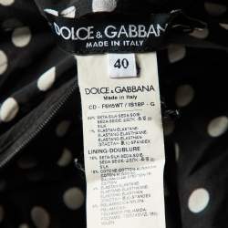 Pre Owned Dolce & Gabbana Black Polka Dotted Silk Chiffon Midi Dress S