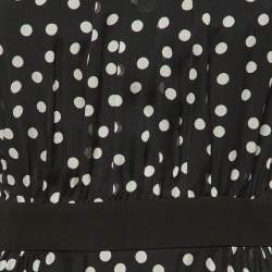 Pre Owned Dolce & Gabbana Black Polka Dotted Silk Chiffon Midi Dress S