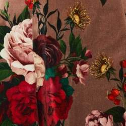 Dolce & Gabbana Mauve Floral Print Velvet Mini Skirt S