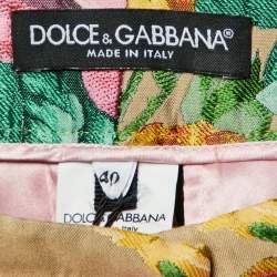 Dolce & Gabbana Beige Floral Jacquard Tailored Pants S