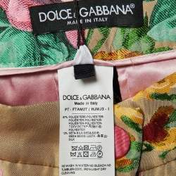 Dolce & Gabbana Beige Floral Jacquard Tailored Pants S
