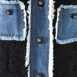 Dolce & Gabbana Black Tweed & Denim Button Up Jacket M