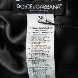 Pre Owned Dolce & Gabbana Black Crepe Tulle Trim Midi Dress S