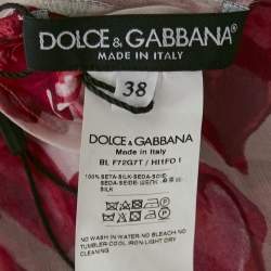 Dolce & Gabbana Pink Majolica Print Silk Top and Skirt Set S