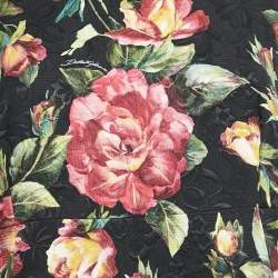 Pre Owned Dolce & Gabbana Black Floral Print Jacquard Cotton Blend Sleeveless Mini Dress L