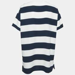 Pre Owned Dolce & Gabbana Blue/White Striped Crepe Oversized Top M