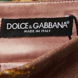 Pre Owned Dolce & Gabbana Floral Print Velvet Flared Mini Skirt S