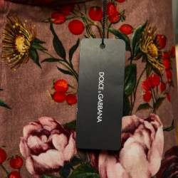 Pre Owned Dolce & Gabbana Floral Print Velvet Flared Mini Skirt S