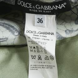Dolce & Gabbana Green Silk Lace Print Top XS