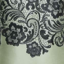 Dolce & Gabbana Green Silk Lace Print Top XS