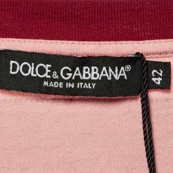 Pre Owned Dolce & Gabbana Pink Printed Cotton Short Sleeve T-Shirt M