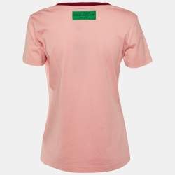 Pre Owned Dolce & Gabbana Pink Printed Cotton Short Sleeve T-Shirt M