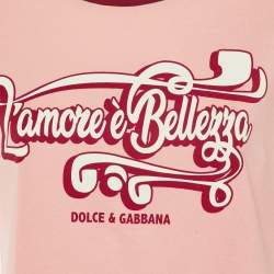 Pre Owned Dolce & Gabbana Pink Printed Cotton Short Sleeve T-Shirt M
