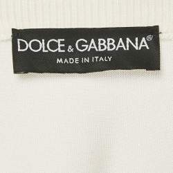 Dolce & Gabbana White/Blue Majolica Print Silk Buttoned Cardigan M