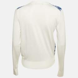 Dolce & Gabbana White/Blue Majolica Print Silk Buttoned Cardigan M