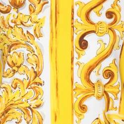Pre Owned Dolce & Gabbana Yellow Majolica Print Jersey T-Shirt M