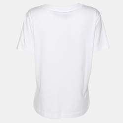 Pre Owned Dolce & Gabbana White Cotton Logo Embossed T-Shirt L