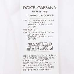 Pre Owned Dolce & Gabbana White Cotton Logo Embossed T-Shirt L