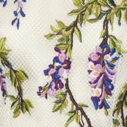 Dolce & Gabbana Multicolor Floral Embroidered Mesh Wisteria Maxi Dress S