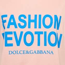 Pre Owned Dolce & Gabbana Pink Printed Jersey Crewneck T-Shirt L