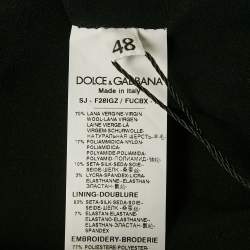 Dolce & Gabbana Black Embroidered Wool Button Front Jacket L
