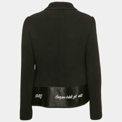 Dolce & Gabbana Black Embroidered Wool Button Front Jacket L