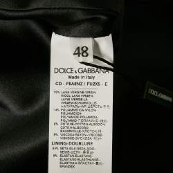 Pre Owned Dolce & Gabbana Black Wool Blend Baby Cherub Button Detail Midi Dress L