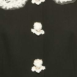 Pre Owned Dolce & Gabbana Black Wool Blend Baby Cherub Button Detail Midi Dress L