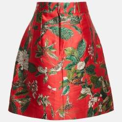 Dolce & Gabbana Red Floral Brocade Mini Skirt L