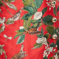 Dolce & Gabbana Red Floral Brocade Mini Skirt L