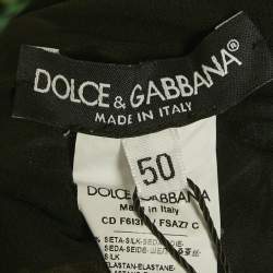 Dolce & Gabbana Black/Multicolor Printed Silk Sleeveless Draped Maxi Dress XL
