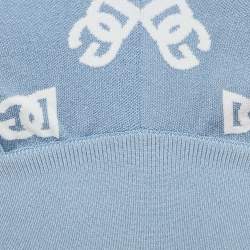 Dolce & Gabbana Blue Logo Intarsia Stretch Knit Bralette Top S
