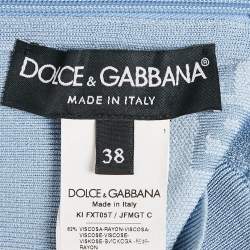 Dolce & Gabbana Blue Logo Intarsia Stretch Knit Bralette Top S