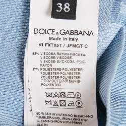 Dolce & Gabbana Blue Logo Intarsia Stretch Knit Bralette Top S