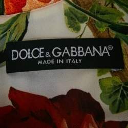 Pre Owned Dolce & Gabbana White/Multicolor Printed Cotton Blend Jacquard Mini Dress L