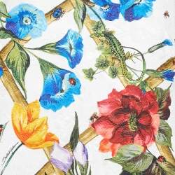 Pre Owned Dolce & Gabbana White/Multicolor Printed Cotton Blend Jacquard Mini Dress L