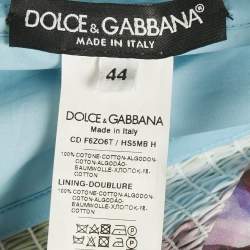 Pre Owned Dolce & Gabbana Blue Bluebell Print Cotton Corset Mini Dress M