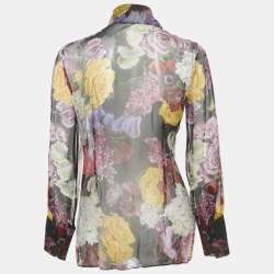 Dolce & Gabbana Multicolor Floral Print Silk Sheer Shirt M