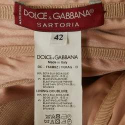 Pre Owned Dolce & Gabbana Champagne Pink Satin Ruched Ruffled Maxi Dress M