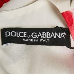 Pre Owned Dolce & Gabbana White Floral Silk Midi Dress M
