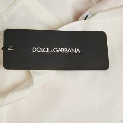 Pre Owned Dolce & Gabbana White Floral Silk Midi Dress M