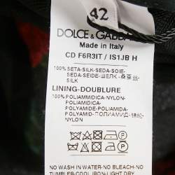 Pre Owned Dolce & Gabbana Black Rose Print Silk High Neck Midi Dress M