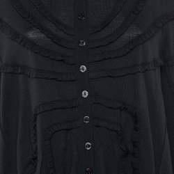 Pre Owned Dolce & Gabbana Black Wool Knit Button Front Poncho S