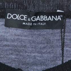 Pre Owned Dolce & Gabbana Black Wool Knit Button Front Poncho S