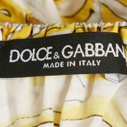 Pre Owned Dolce & Gabbana Yellow Majolica Print Cotton Off-Shoulder Crop Top M